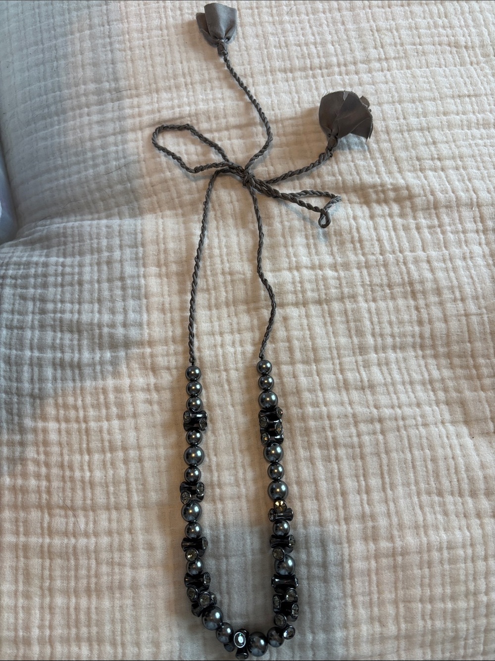 J. Crew Hematite-Tone Beaded Adjustable Necklace